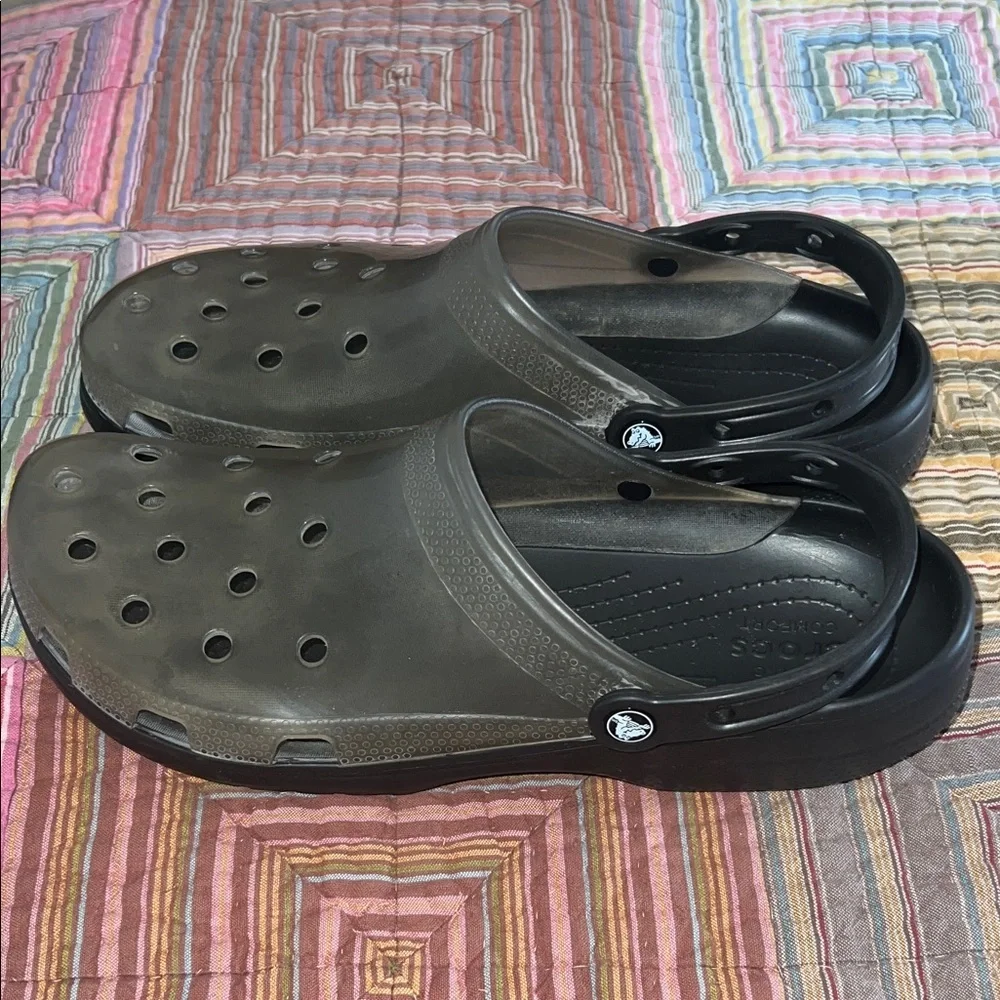 CROCS NWOT Classic Translucent Smoke Gray Ventilated Clogs Summer Outdoors